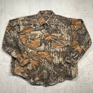 Vintage Codet Flannel Shirt Mens 2XL Brown Realtree Camo Long Sleeve Button Up
